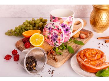 Zdjęcie: Kubek z zaparzaczem i pokrywką 340 ml dekoracja kwiaty ALTOM DESIGN