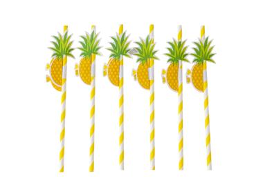Zdjęcie: Komplet 6 słomek papierowych 19,5 cm dekoracja ananas ALTOM DESIGN