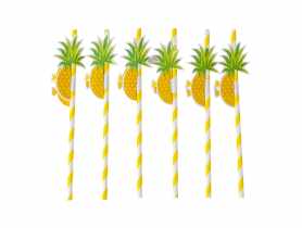 Komplet 6 słomek papierowych 19,5 cm dekoracja ananas ALTOM DESIGN