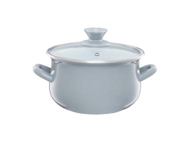 Zdjęcie: Garnek emaliowany z pokrywką Pyza szary 16 cm 2 L EMALIA OLKUSZ