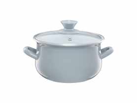 Garnek emaliowany z pokrywką Pyza szary 16 cm 2 L EMALIA OLKUSZ