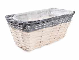 Balkonówka doniczka wiklinowa z folią na kwiaty 31x17x14 cm naturalny-czarny TIN TOURS