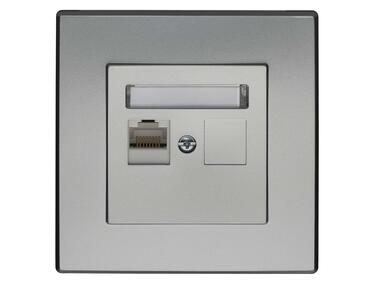 Zdjęcie: Gniazdo komputerowe Milano RJ45 KAT. 5E pojedyncze GPK-1L/F.SR srebrny POLMARK
