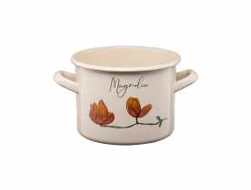 Garnek emaliowany z kalką Flores 16 cm/2,4 L wzór 1 GALICJA