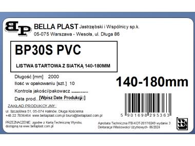 Zdjęcie: Listwa PVC startowa regulowana okapnikowa z siatką BP30 S 140-180 L200 biała BELLA PLAST