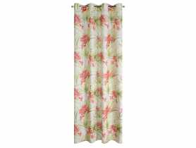Zasłona Mari z mikrofibry z nadrukiem kwiatowym 140x250 cm biało-czerwona na przelotkach EUROFIRANY