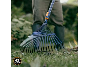 Zdjęcie: Grabie metalowe do liści wachlarzowe, głowica One Click FISKARS