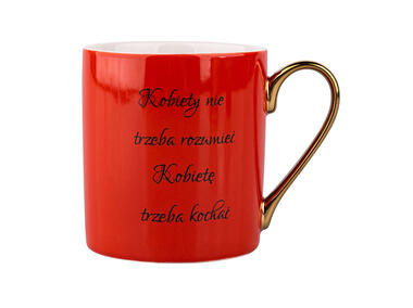 Zdjęcie: Kubek prosty z sentencją i uchem w kolorze złota NBC 300 ml pomarańczowy ALTOMDESIGN