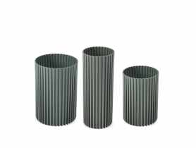Zestaw wazonów Nemo, 3 sztuki recycled, szarozielony LAMELA