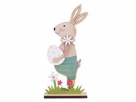 Figurka drewniana Zajączek z pisanką 9x4x23,5cm ALTOMDESIGN