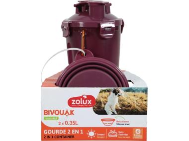 Zdjęcie: Bidon 2w1 dla psa Bivouak 2x350 ml czerwony ZOLUX