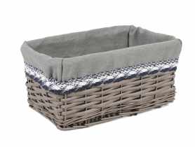Szuflada wiklinowa z materiałem 28x18x14 cm szara TIN TOURS