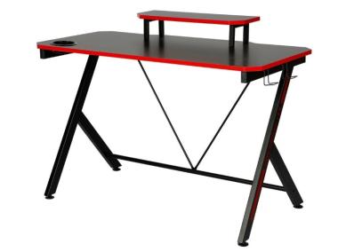 Zdjęcie: Biurko gamingowe Larix 115x60x75 cm czerwony-metal czarny TS INTERIOR