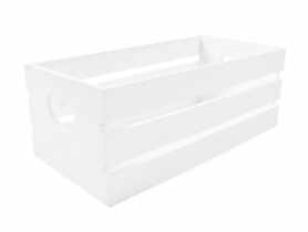 Skrzynka drewniana z wyciętymi sercami 32x16x12 cm biała TIN TOURS