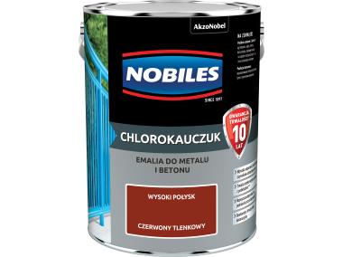 Zdjęcie: Farba emalia chlorokauczukowa 5 L czerwony tlenkowy NOBILES