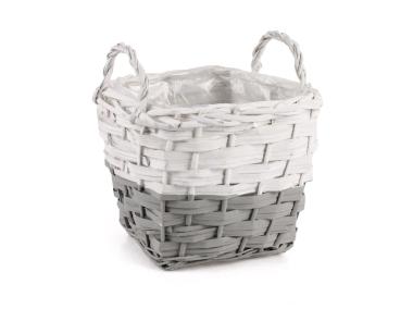 Zdjęcie: Koszyk wiklinowy doniczka z folią do obsadzania kwiatami 19x19x17/22 cm TIN TOURS