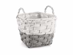 Koszyk wiklinowy doniczka z folią do obsadzania kwiatami 19x19x17/22 cm TIN TOURS