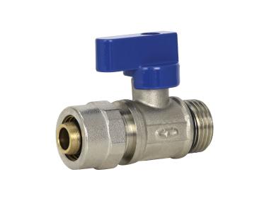 Zdjęcie: Zawór kulowy mini 1/2x16 PEX z rączką niebieską TYCNER