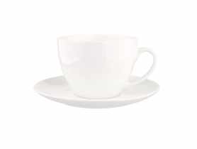 Filiżanka Bella 270 ml ze spodkiem 15 cm porcelana kremowa w opasce new ALTOMDESIGN