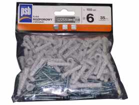 Kołek rozporowy 6 mm z wkrętem - 100 szt. SILA