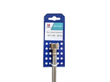 Zdjęcie: Wężyk w oplocie metalowym - 1/2"x1/2" - 20cm WADEP