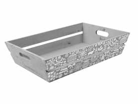 Skrzynka drewniana 44x30x9,5 cm szara TIN TOURS