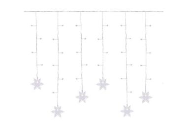 Zdjęcie: Kurtyna 95 LED ze śnieżynkami 70 x 350 cm ciepły biały sieciowa JUMI