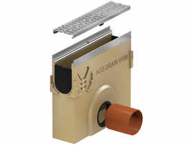 Skrzynka odpływowa z polimerobetonu fi 110 krawędzie ze stali ocynkowanej Mulitline V100 ACO