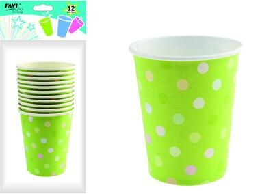 Zdjęcie: Kubki papierowe Green dots 270 ml - 12 szt. RAVI