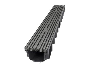Zdjęcie: Odwodnienie liniowe kanał z kratką PP line popiel A15, 1000x131x98 mm ZMM MAXPOL