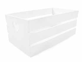 Skrzynka drewniana z wyciętymi sercami 36x20x15 cm biała TIN TOURS