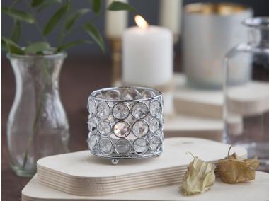 Zdjęcie: Świecznik z kryształkami okrągły 8x7 cm ALTOMDESIGN
