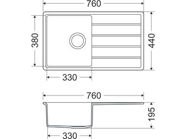 Zdjęcie: Zlewozmywak granitowy Metro 1-komorowy piaskowy 76x44x19,5 cm syfon manualny, bateria U MILÓ