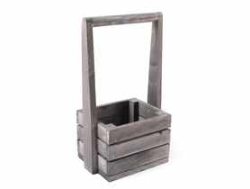 Skrzynka drewniana z pałąkiem mała 18x13x11 cm/31 cm szara TIN TOURS