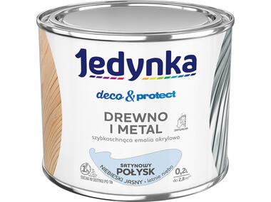 Zdjęcie: Emalia akrylowa Deco&Protect drewno i metal satynowy połysk niebieski jasny 0,2 L JEDYNKA