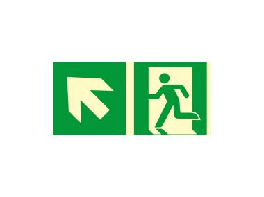 Zdjęcie: Oznaczenie "Kierunek do wyjścia drogi ewakuacyjnej schodami w górę w lewo" 15x30 cm METRO