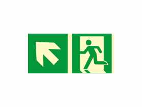 Oznaczenie "Kierunek do wyjścia drogi ewakuacyjnej schodami w górę w lewo" 15x30 cm METRO