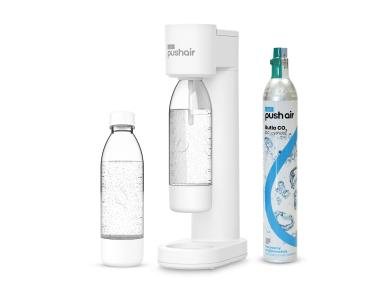 Zdjęcie: Saturator PushAir w zestawie 2 x butelka na wodę 0,7 L + nabój CO2, biały DAFI