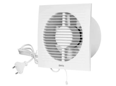 Zdjęcie: Wentylator łazienkowy fi100 mm biały z przełącznikiem sznurkowym i wtyczką EE100WP PRZYBYSZ