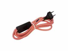 Przewód elektryczny z włącznikiem w oplocie, czerwono-biały, 2,5 m DIC0725 DPM SOLID