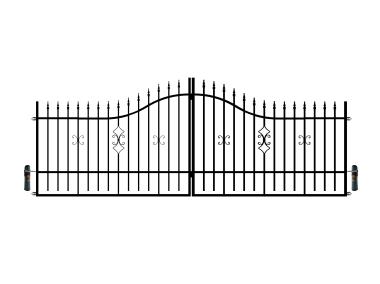 Zdjęcie: Brama dwuskrzydłowa Iga 4,00 m, 1,20-1,50 m, ocynk+RAL9005 z automatem inteligentna POLBRAM