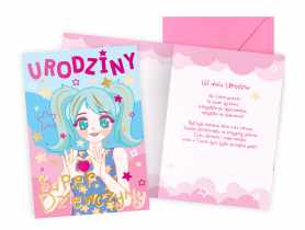 Karnet PR-561 Urodziny - anime, dziewczęce KUKARTKA