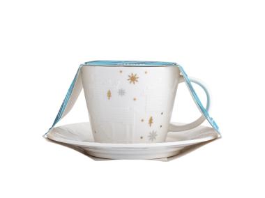 Zdjęcie: Filiżanka ze spodkiem porcelanowa świąteczna Zimowy Blask 240 ml ALTOMDESIGN