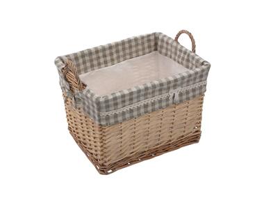 Zdjęcie: Koszyk prostokątny z uchwytami szara kratka 44x33x30 cm ALTOMDESIGN