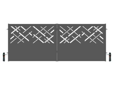Zdjęcie: Brama dwuskrzydłowa Ana 4,00 m, 1,50 m, stal ocynk+RAL7016 struktura z automatem POLBRAM