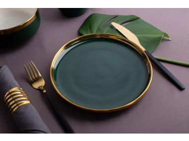 Zdjęcie: Talerz deserowy Aurora gold 20 cm ciemna zieleń ALTOMDESIGN