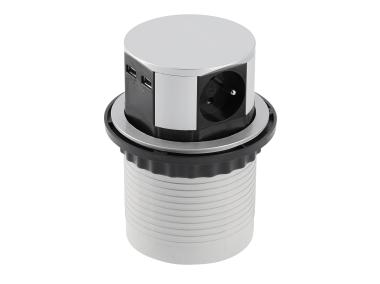 Zdjęcie: Przedłużacz biurkowy Comfort wpuszczany 100 mm 3 gniazda z uziemieniem GTV