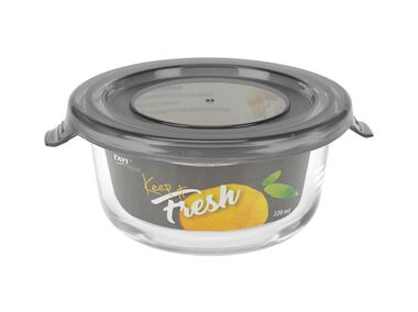 Zdjęcie: Pojemnik ze szkła żaroodpornego 220 ml okrągły, wzór Grey, Keep it fresh DECOR