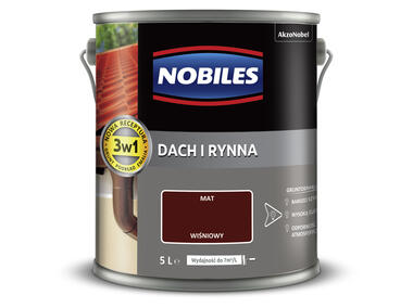 Zdjęcie: Farba emalia do dachów i rynien 5 L wiśniowa NOBILES