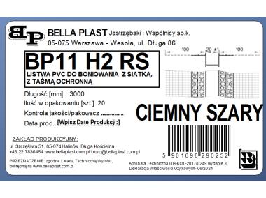 Zdjęcie: Listwa do boniowania PVC z siatką BP11 H2RS L300 szary ciemny BELLA-PLAST